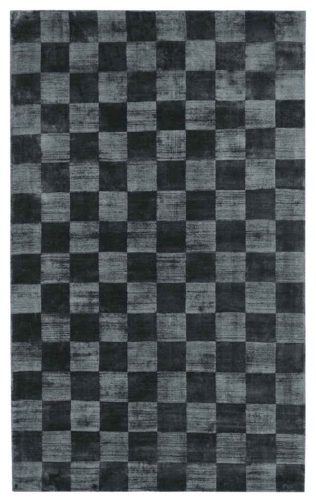 Berlin Handwoven Checkered Accent Rug by Kosas Home, Ink Blue, 8x10