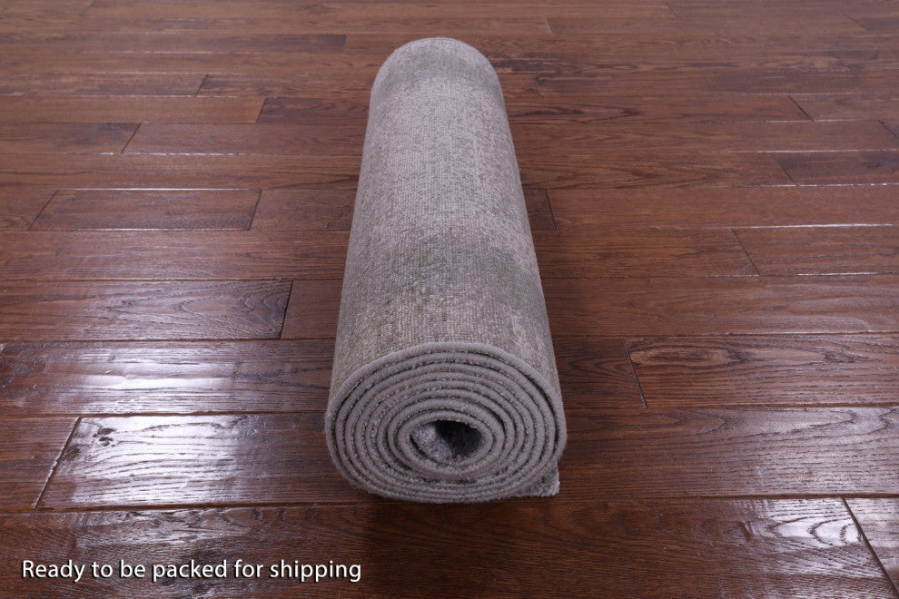 Runner Wool and Silk Abstract Hand Knotted Rug 2' 4" X 12' 1" Q9072