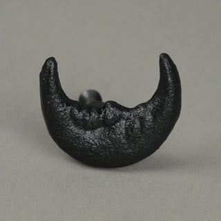 Set of 6 Black Cast Iron Crescent Moon Face Drawer Pull Decorative Cabinet Knob