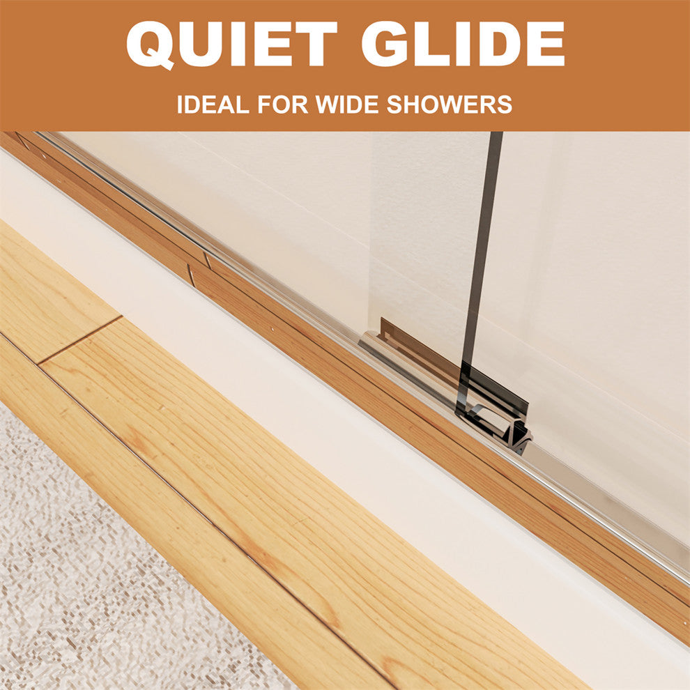 60" W x 70" H Traditional Sliding Shower Door, Chrome
