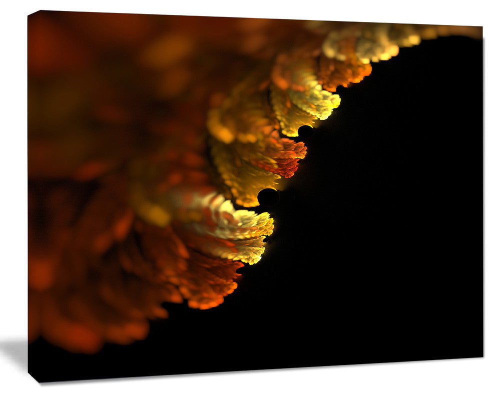 Abstract Yellow Flower on Black, Extra Large Floral Wall Art, 40"x30"