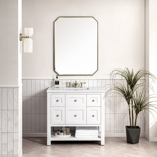 Breckenridge 36" Single Vanity, Bright White,  White Zeus Quartz Top