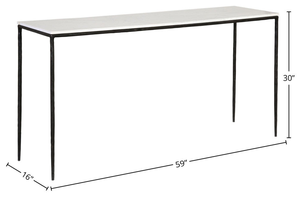 Peyton 59" Wide Console Table, White/ Black
