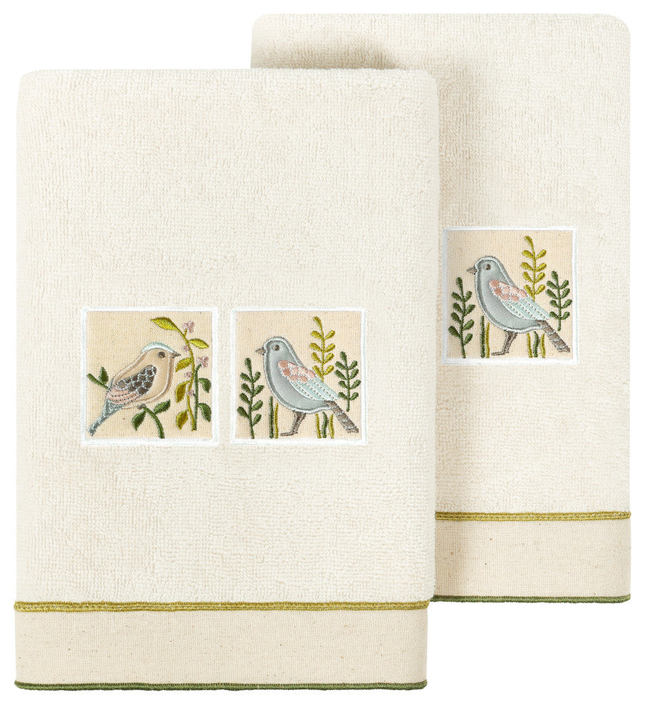Linum Home Textiles 100% Turkish Cotton BELINDA 2PC Embellished Hand Towel Set