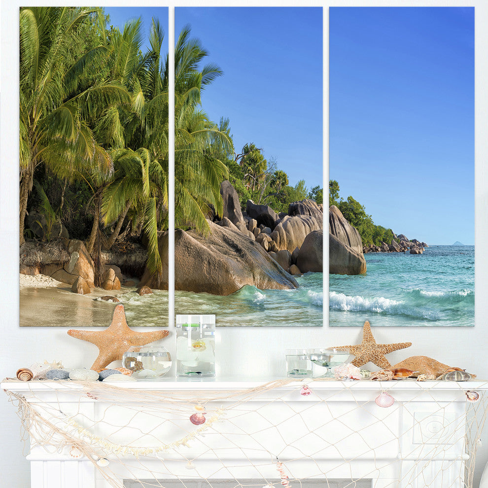 "Anse Lazio Praslin Island Seychelles" Wall Art, 3 Panels, 36"x28"