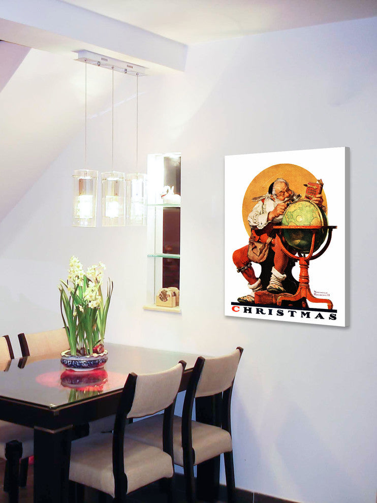 "Santa at the Globe Saturday" Canvas Print by Norman Rockwell
