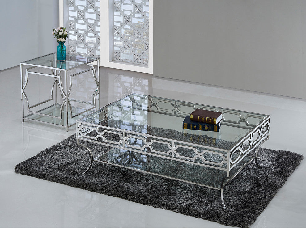 Abigail Silver With Glass Living Room End Table