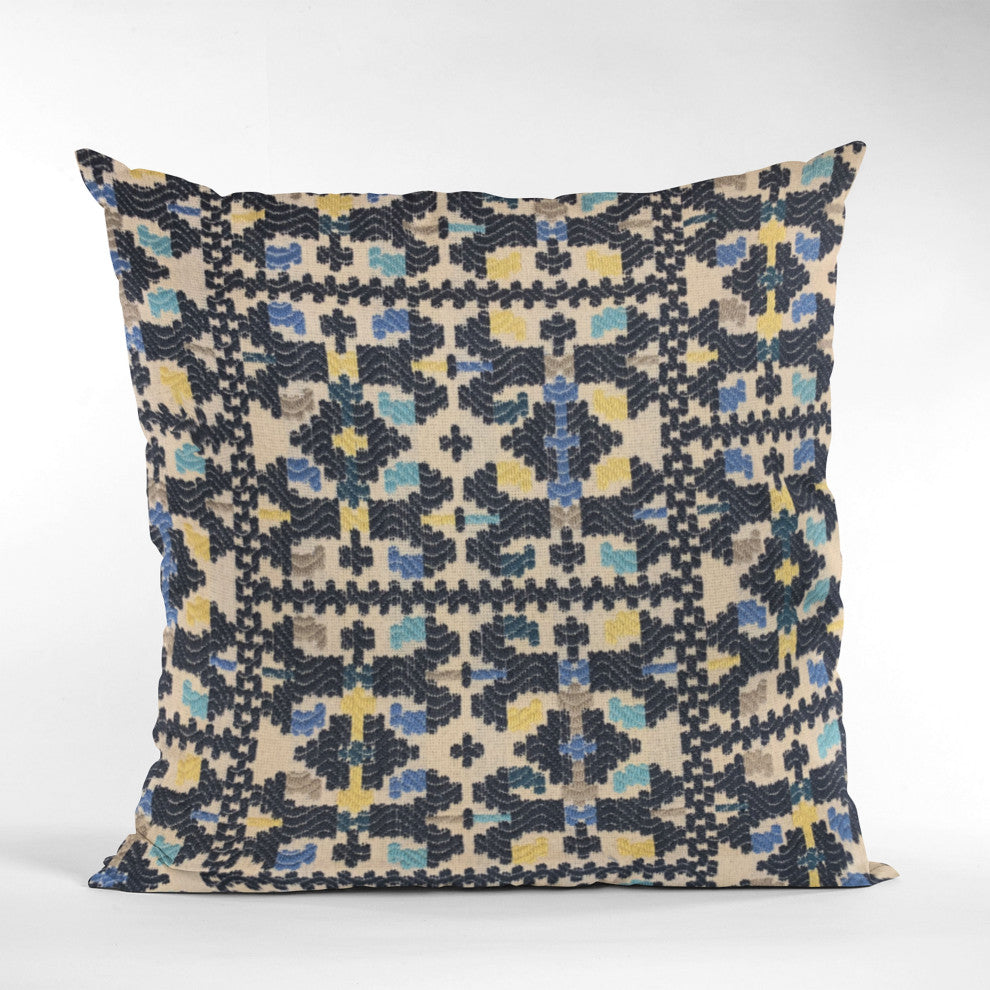 Plutus Blue Morocco Damask Luxury Throw Pillow, 18"x18"