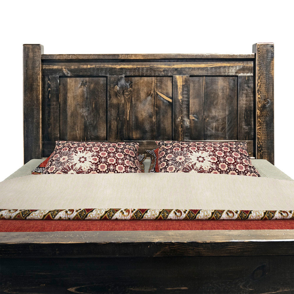Big Sky Collection Rugged Sawn Panel Bed, Twin, Jacobean Stain