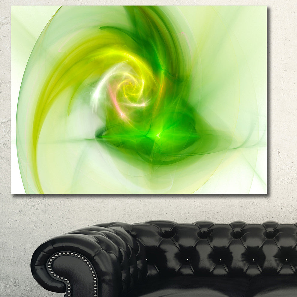 Bright Green Fractal Illustration, Oversized Abstract Canvas Wall Art, 60x40