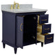 37" Single Vanity, Blue Finish With Gray Granite