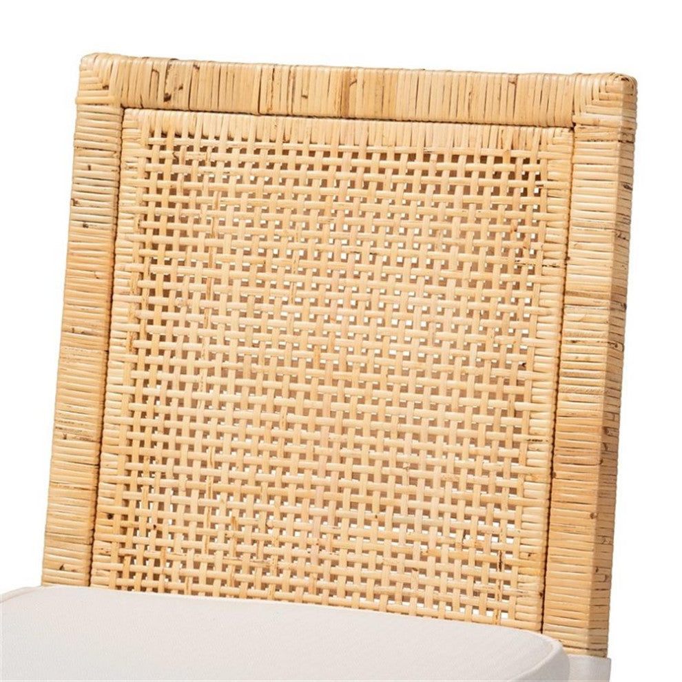 Baxton Studio Sofia Walnut Finished Wood and Rattan Dining Chair