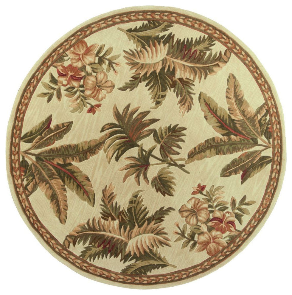 KAS Sparta 3133 Ivory Tropical Oasis Area Rug, 7'6" Round