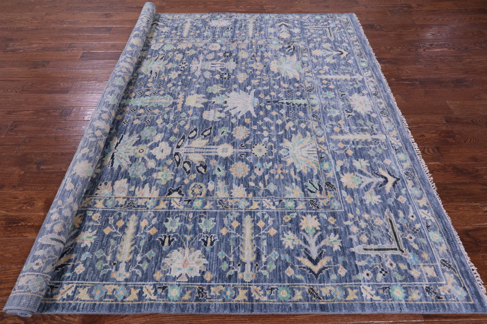8' Square Handmade Turkish Oushak Wool Rug - Q15596