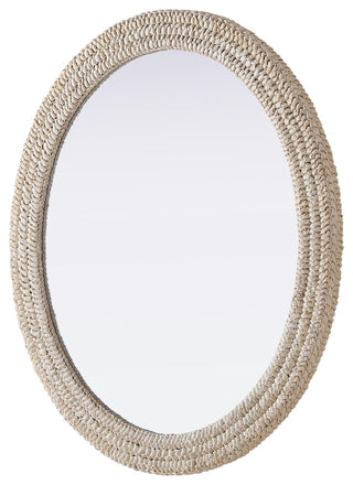 Home Living Oval Cornhusk Mirror 36x42, Linen White