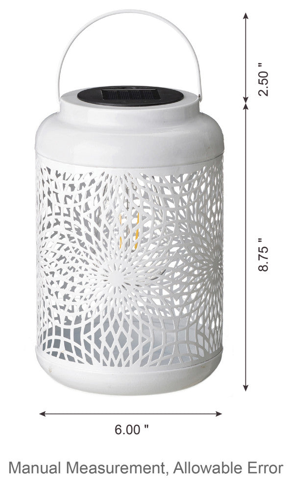 Metal Cutout Solar Powered Hanging Lantern, 2-Piece Set