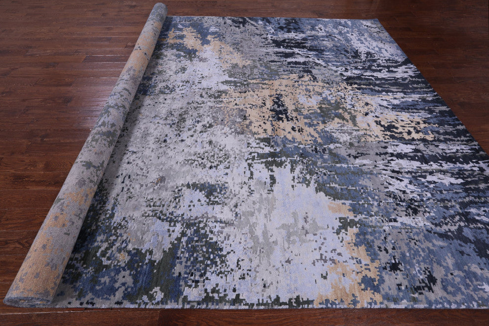 10' 0" X 14' 0" Abstract Wool & Silk Handmade Rug - Q14862