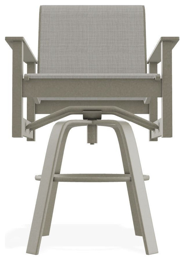 Leeward Sling Bar Height Outdoor Swivel Armchair, Deacon/Storm