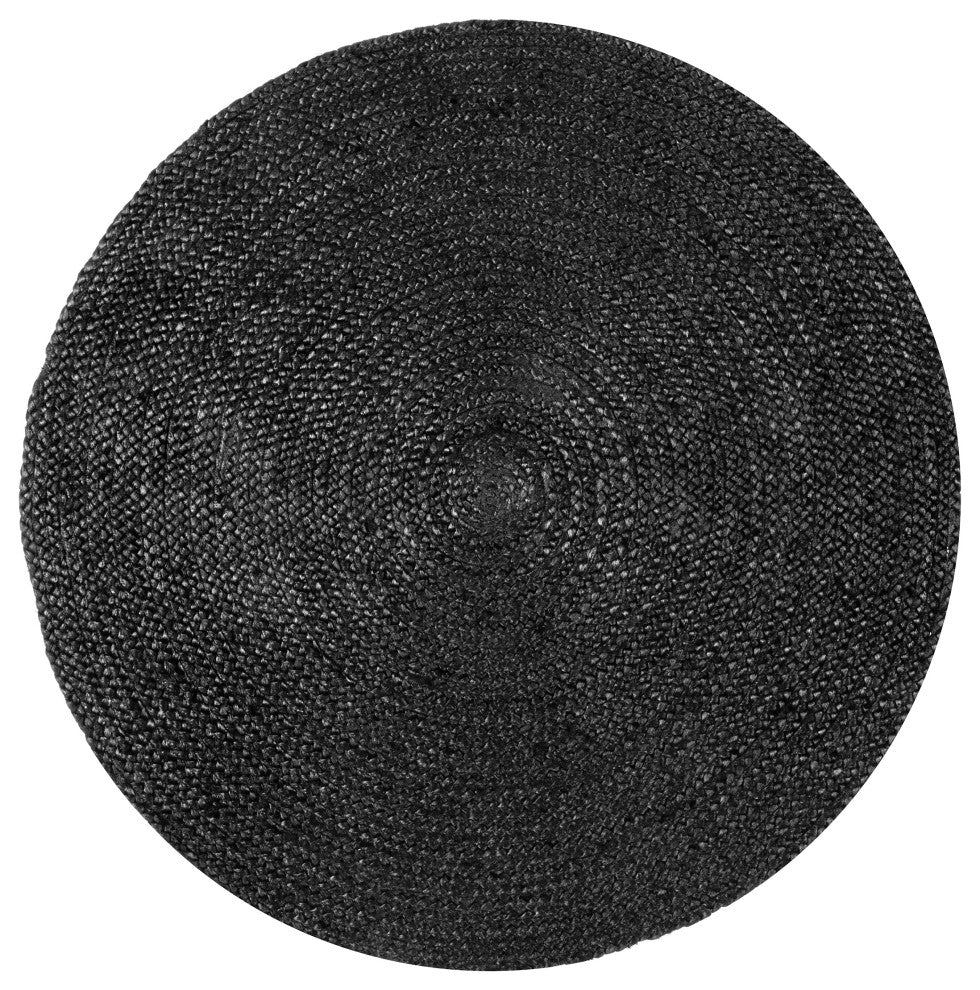 Nuloom Rigo Hand Woven Farmhouse Jute Area Rug, Black 4'Round