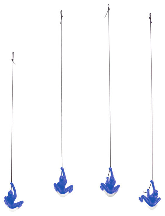 Climbing Man Wall Art, Set of 4, Blue