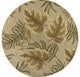 8' Sand Beige Hand Tufted Tropical Leaves Round Indoor Area Rug