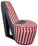 Red White and Blue Patriotic Print 4 High Heel Shoe Storage Chair