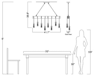 Sheila 8-light Natural Wooden Beam Linear Chandelier