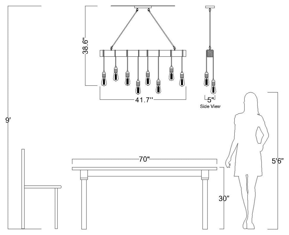 Sheila 8-light Natural Wooden Beam Linear Chandelier