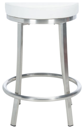 Safavieh Obito Swivel Counter Stool, White/Brushed Nickle