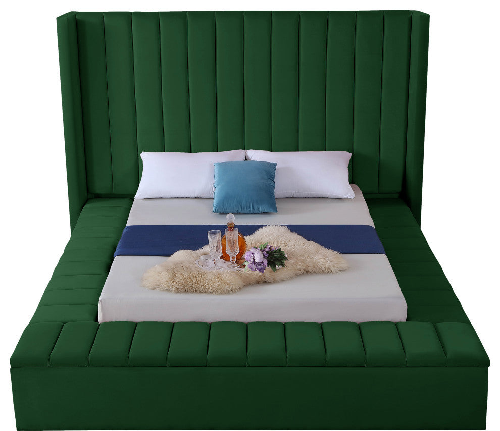 Kiki Velvet Bed, Green, Full
