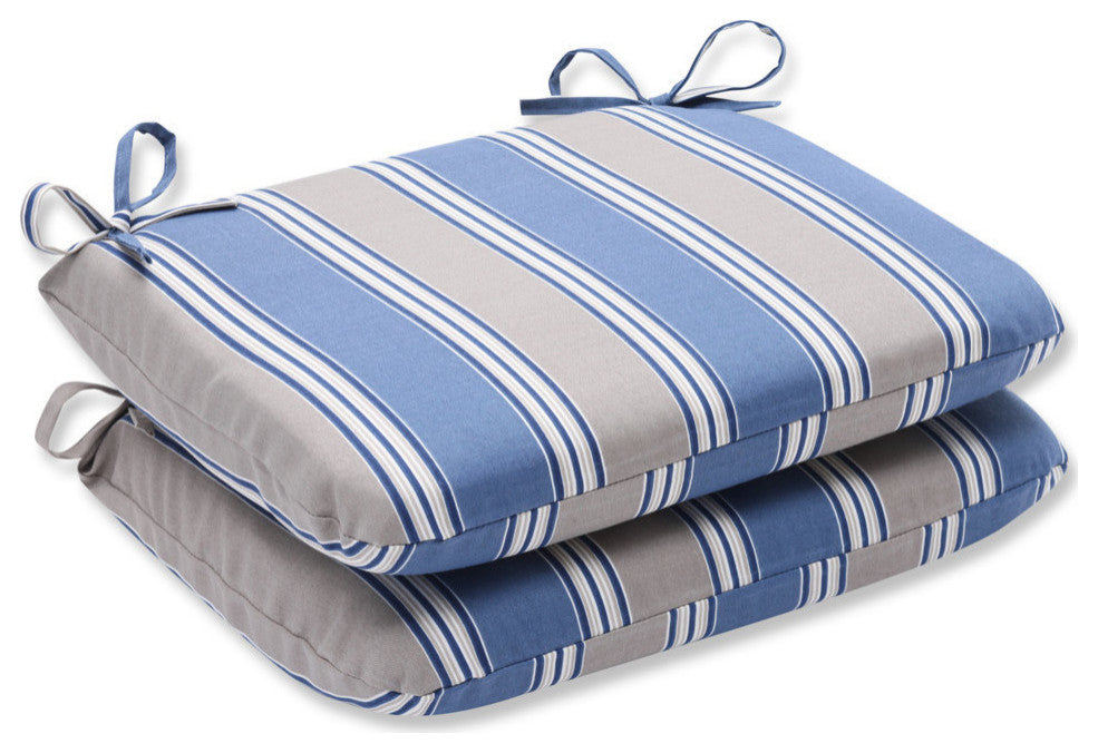 Hamilton Blue Rounded Corners Seat Cushion, Set of 2