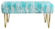 Soft Faux Fur Ottoman Fuzzy Entryway Bench Seat, Blue, 46"x16"x22"