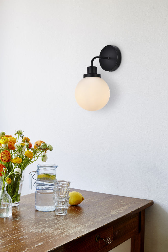 Helen 1-Light Bath Sconce, Brass With Frosted Shade