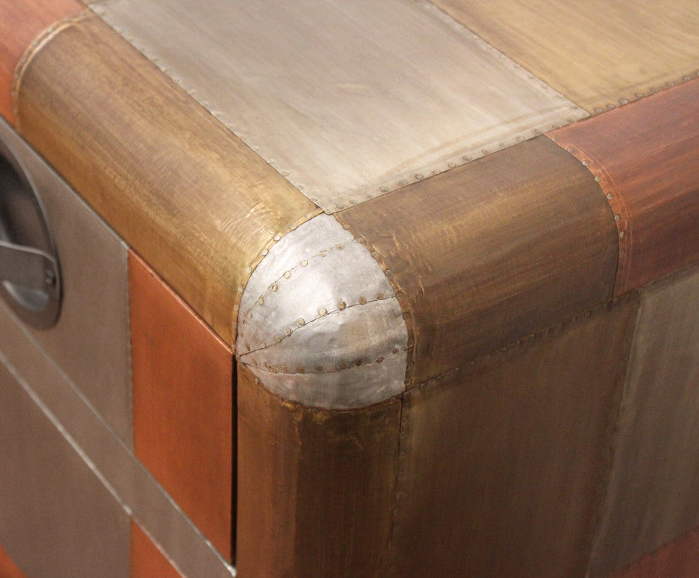 Mar Vista 3-Drawer 3-Door Sideboard with Copper Metal Cladding