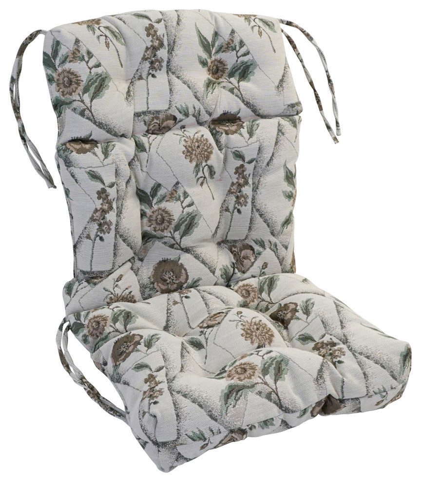 20"X42" Polyester Outdoor Tufted Chair Cushion, Botanical Postcards