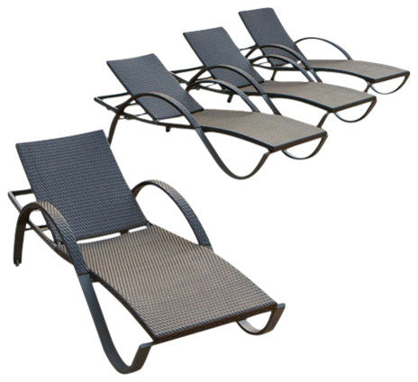 Deco 4 Piece Sunbrella Outdoor Patio Chaise Lounge Chairs
