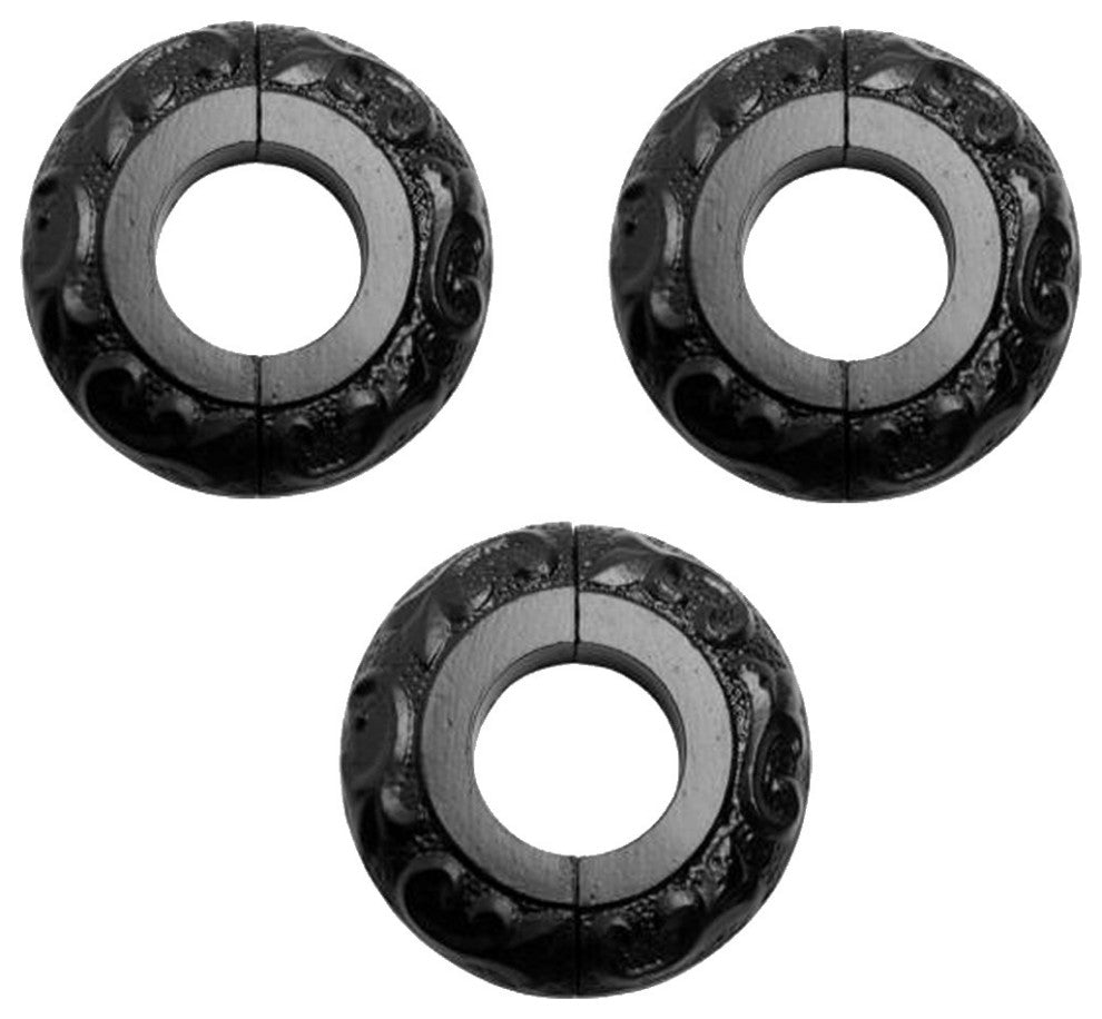 3 Radiator Flanges Black Aluminum Escutcheon 1 1/4 inches' ID Pack of 3