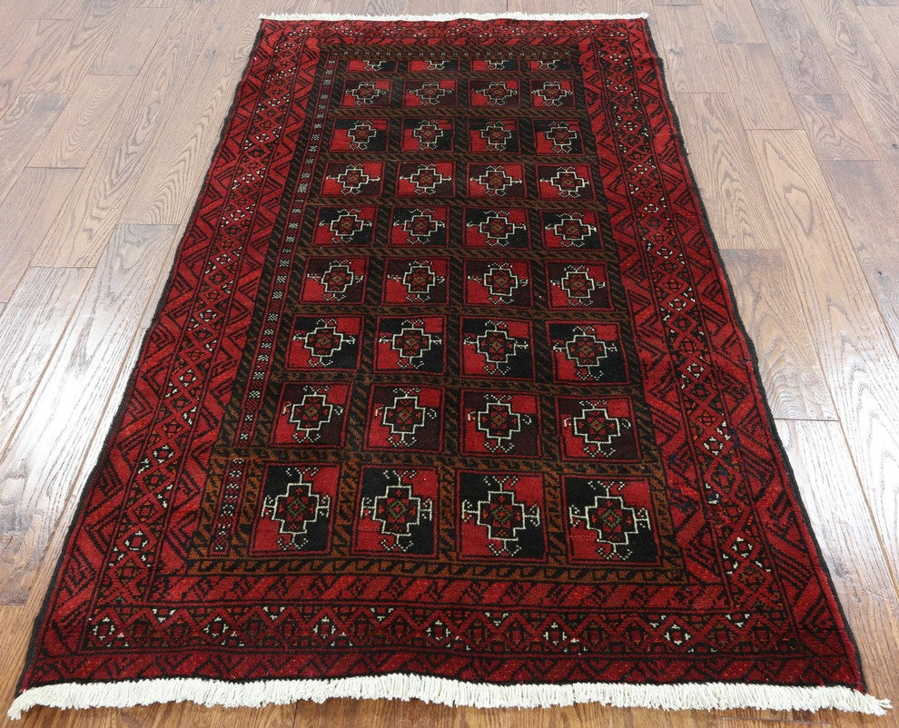 3'x6 Handmade Persian Baluch Wool Area Rug, W2352