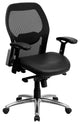 Plush Office Chair, Waterfall Seat With Breathable Mid Back, Black Faux Leather