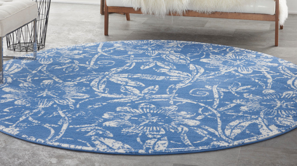 Nourison Whimsicle 8' x Round Blue Farmhouse Indoor Area Rug
