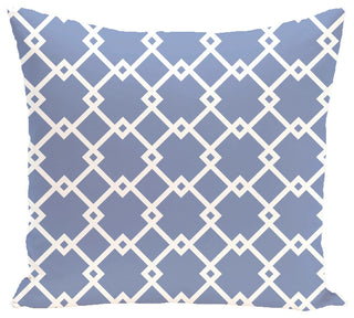 Link Lock Geometric Print Outdoor Pillow, Cornflower, 20"x20"