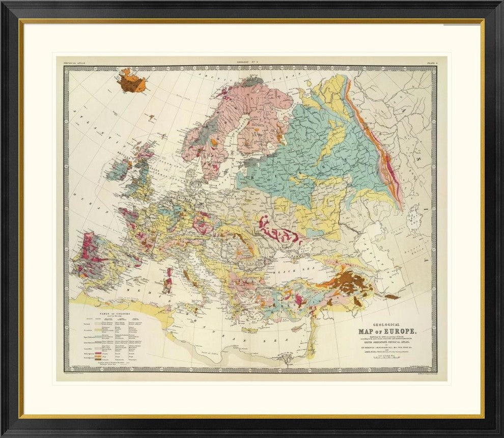 "Geological map Europe, 1856"  by Sir Roderick Impey Murchison, 46x40"