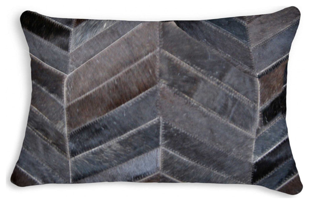 HomeRoots 12" x 20" x 5" Cool Chocolate Torino Kobe Chevron Pillow