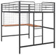 TATEUS Metal Loft Bed With Desk, Sturdy Metal Frame Guardrails Work and Play, Black, Full