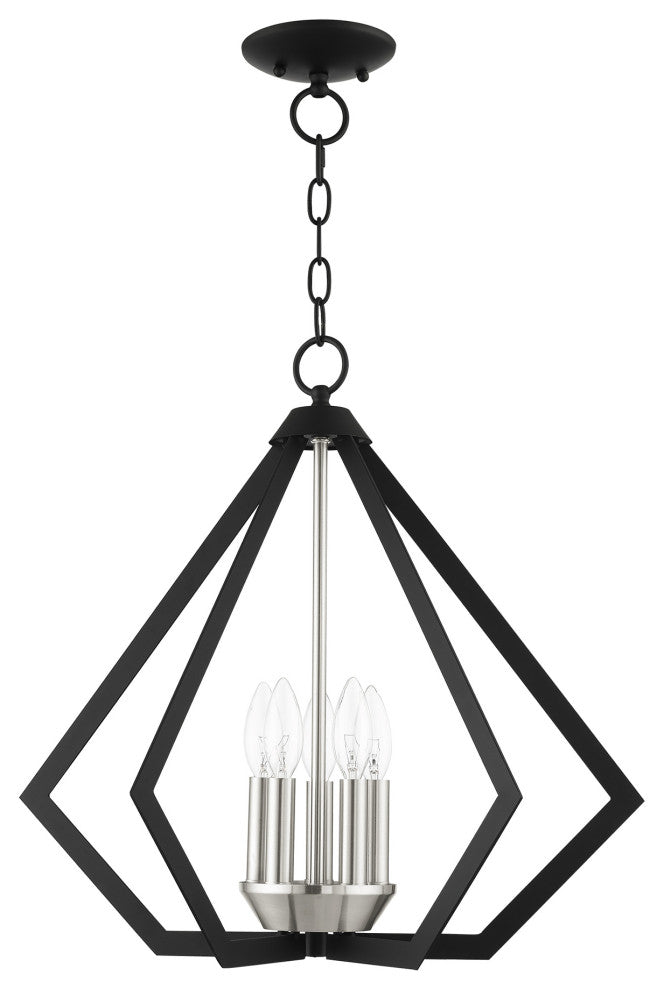 Livex Lighting Prism 5 Light Black With Brushed Nickel Cluster Chandelier
