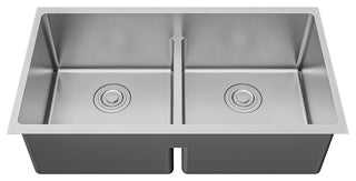 Karran Undermount 33-in Stainless Steel Double Bowl Workstation Kitchen Sink