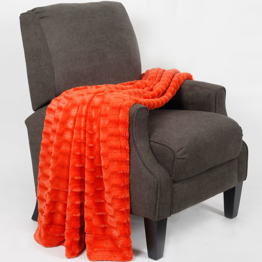 Saga Double Sided Faux Fur Throw, Burnt Orange