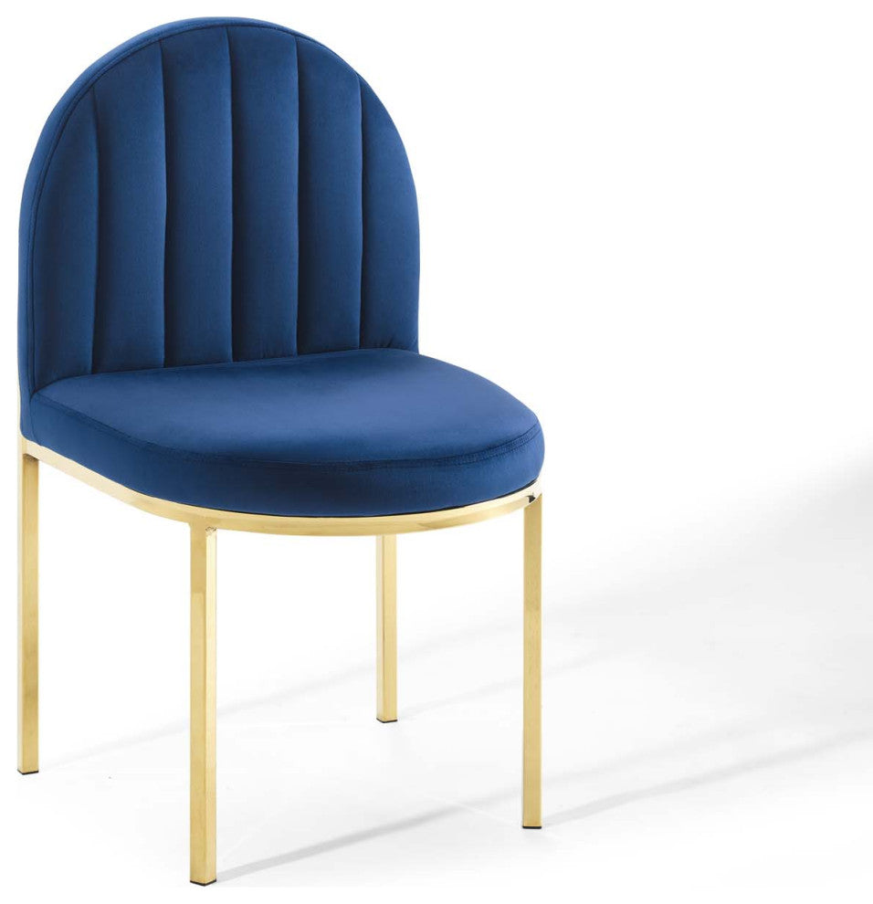Isla Channel Tufted Performance Velvet Dining Side Chair - Gold Navy