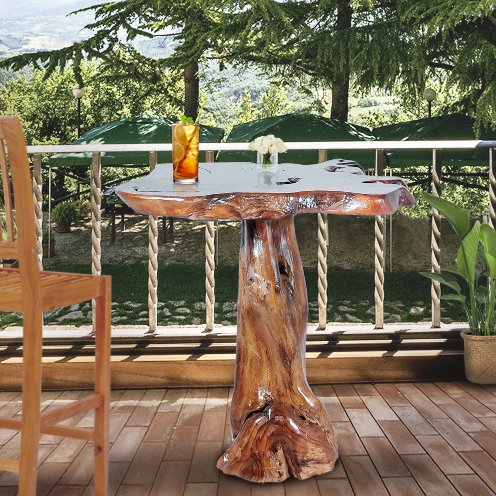 Teak Slab Rustic Bar Table Made from Solid Genuine Teak Wood