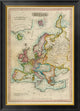 "Europe, 1820" Framed Canvas Giclee by John Melish, 25x34"